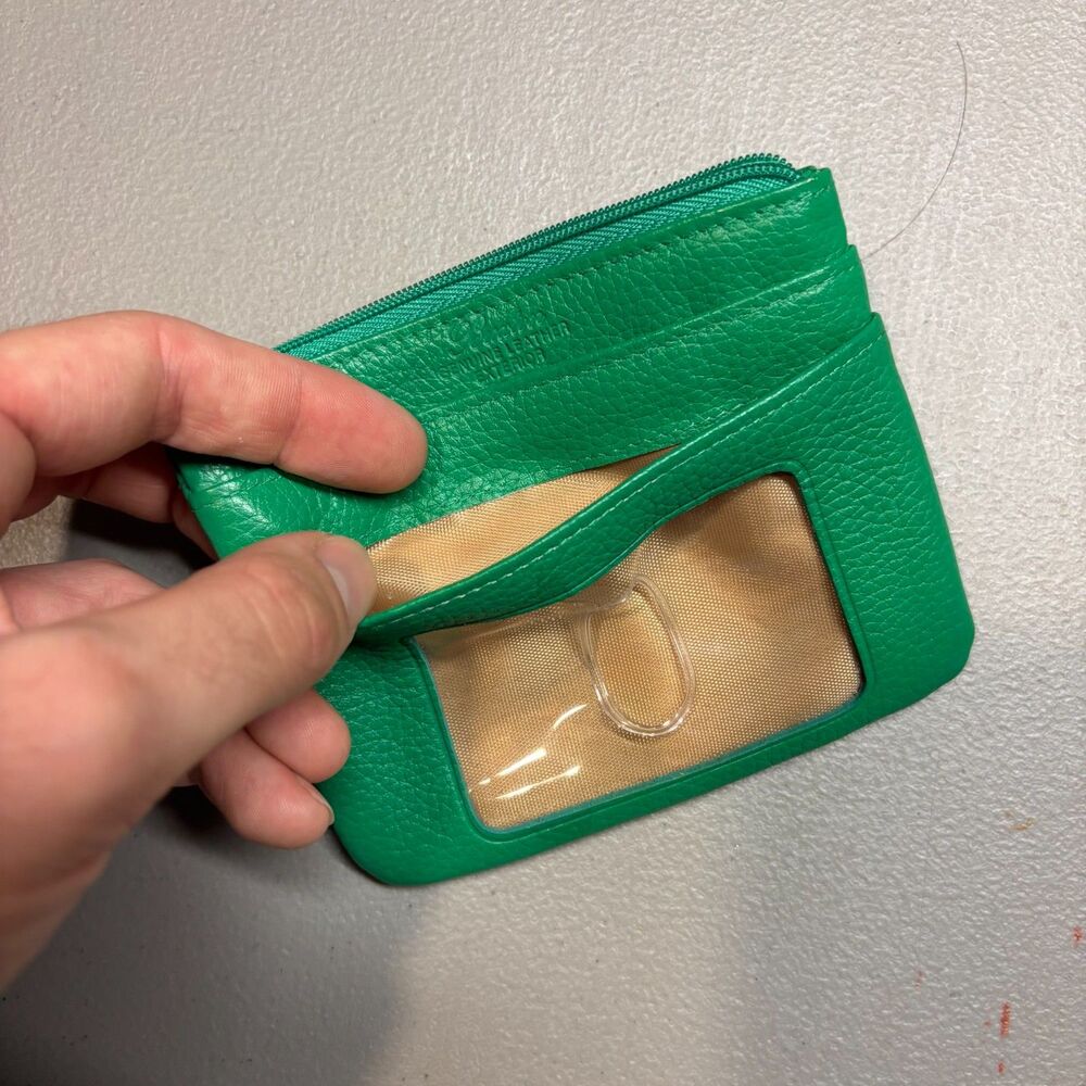 Buxton Kelly Green Pebbled Leather Card Holder Wallet - Picture 6 of 8